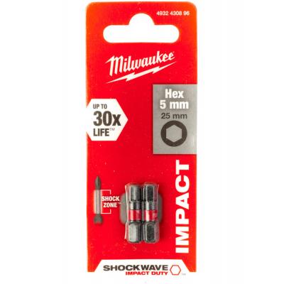 MILWAUKEE BIT SHOCKWAVE HEX5 25MM 2ST